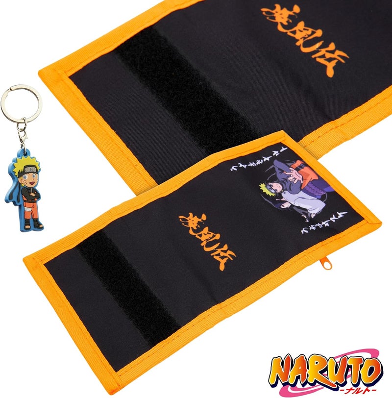 Naruto Wallet and 4 Keyrings or 6 Keychain Set for Boys Girls Trifold Wallet Zippered Coin Pocket Anime Gift for Kids - Image 4